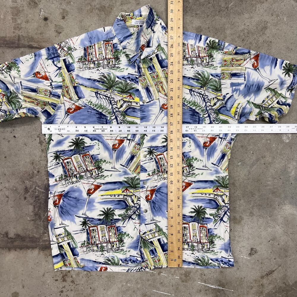 Vintage Pierre Cardin Hawaiian Vacation Shirt Tropical Drinks Short Sleeve M - Picture 5 of 5